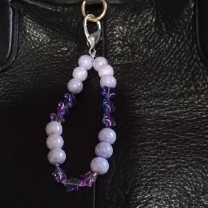 Lavender and Purple Beaded Keychain Charm